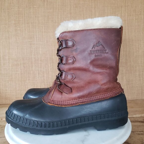 Men's 12 Kamik Canada Everest Wool Lined Leather Hunting Snow Winter Duck Boots - Picture 1 of 13